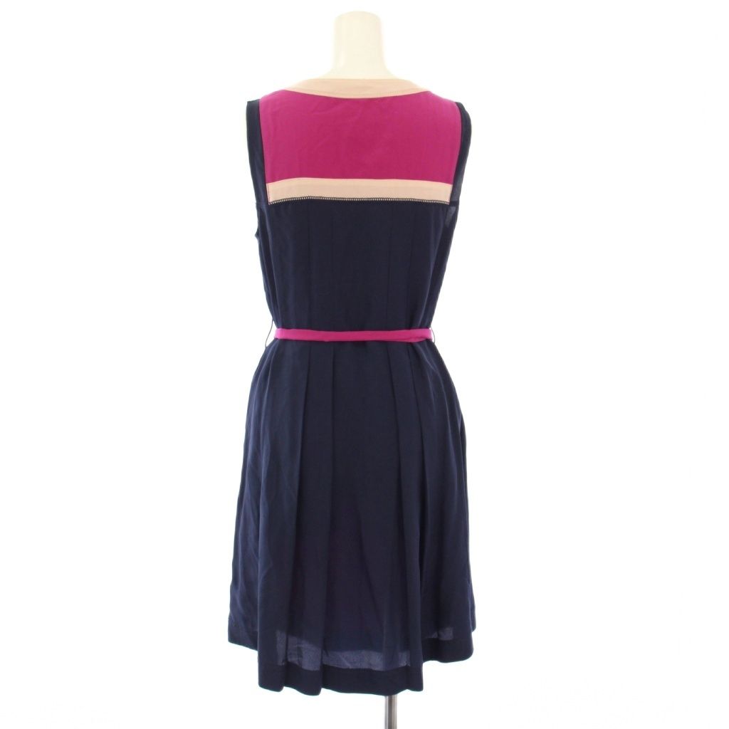 トリーバーチ TORY BURCH ワンピース シルク ノースリーブ ひざ丈 0 紺