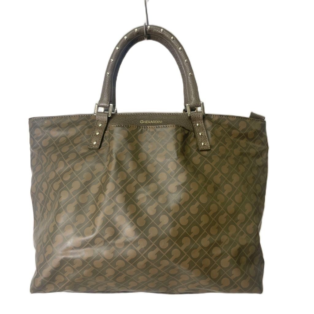 美品✨ゲラルディーニ ハンドバッグ バイーラ 2WAY 総柄 スタッズ ブラウン ゲラルディーニ GHERARDINI バイーラ トートバッグ ハンドバッグ 総柄