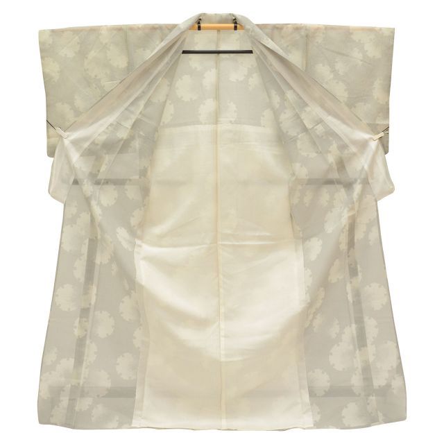 中古】 大島紬 着物 正絹 リサイクル 身丈167cm LL 裄68.5cm 夏 白