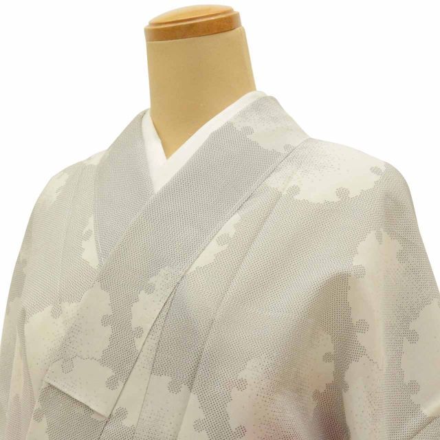 中古】 大島紬 着物 正絹 リサイクル 身丈167cm LL 裄68.5cm 夏 白