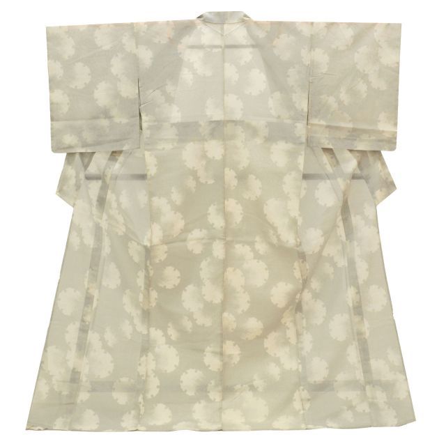 中古】 大島紬 着物 正絹 リサイクル 身丈167cm LL 裄68.5cm 夏 白