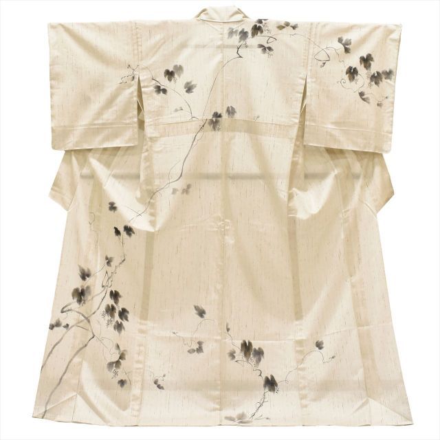 中古】 手座繰り ぜんまい紬 身丈164.5cm L 裄67.5cm 正絹 仕立て