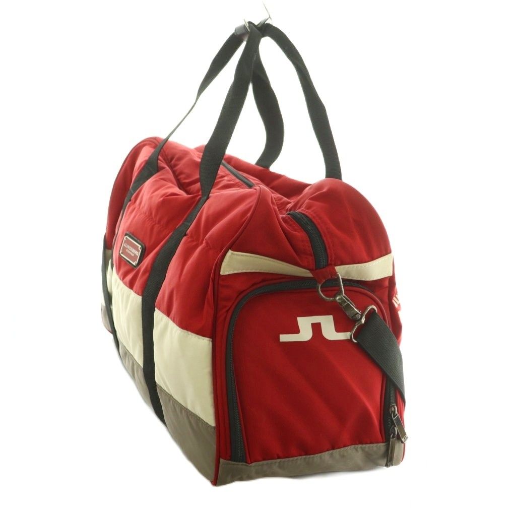 【極美品】J.LINDEBERG 2WAYボストンバッグ 赤 シューズポケット付 ジェイリンドバーグ J.LINDEBERG 2way ボストンバッグ ショルダー