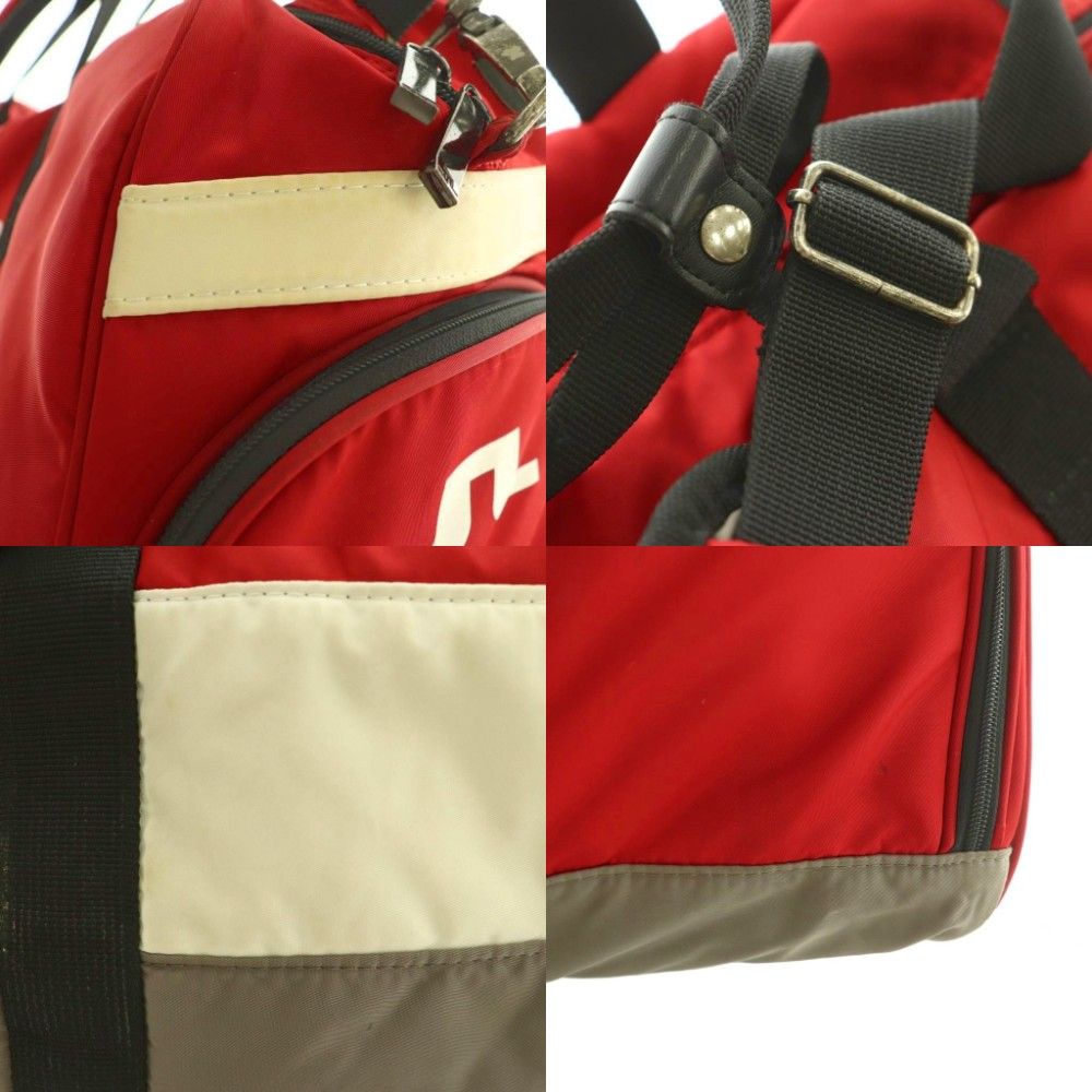 【極美品】J.LINDEBERG 2WAYボストンバッグ 赤 シューズポケット付 ジェイリンドバーグ J.LINDEBERG 2way ボストンバッグ ショルダー