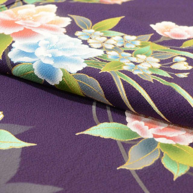 中古】 振袖 長襦袢 正絹 身丈160.5cm M 裄71cm リサイクル着物 紫色系