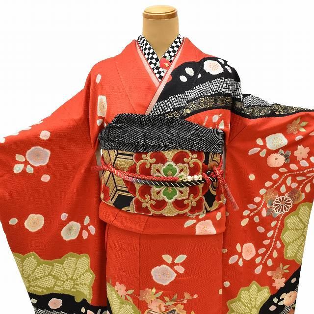 振袖フルセット、正絹振袖成人式、重ね衿、帯揚げ帯締め、高級袋帯、長襦袢 中古】 振袖 フルセット 袋帯 長襦袢 正絹 リサイクル着物