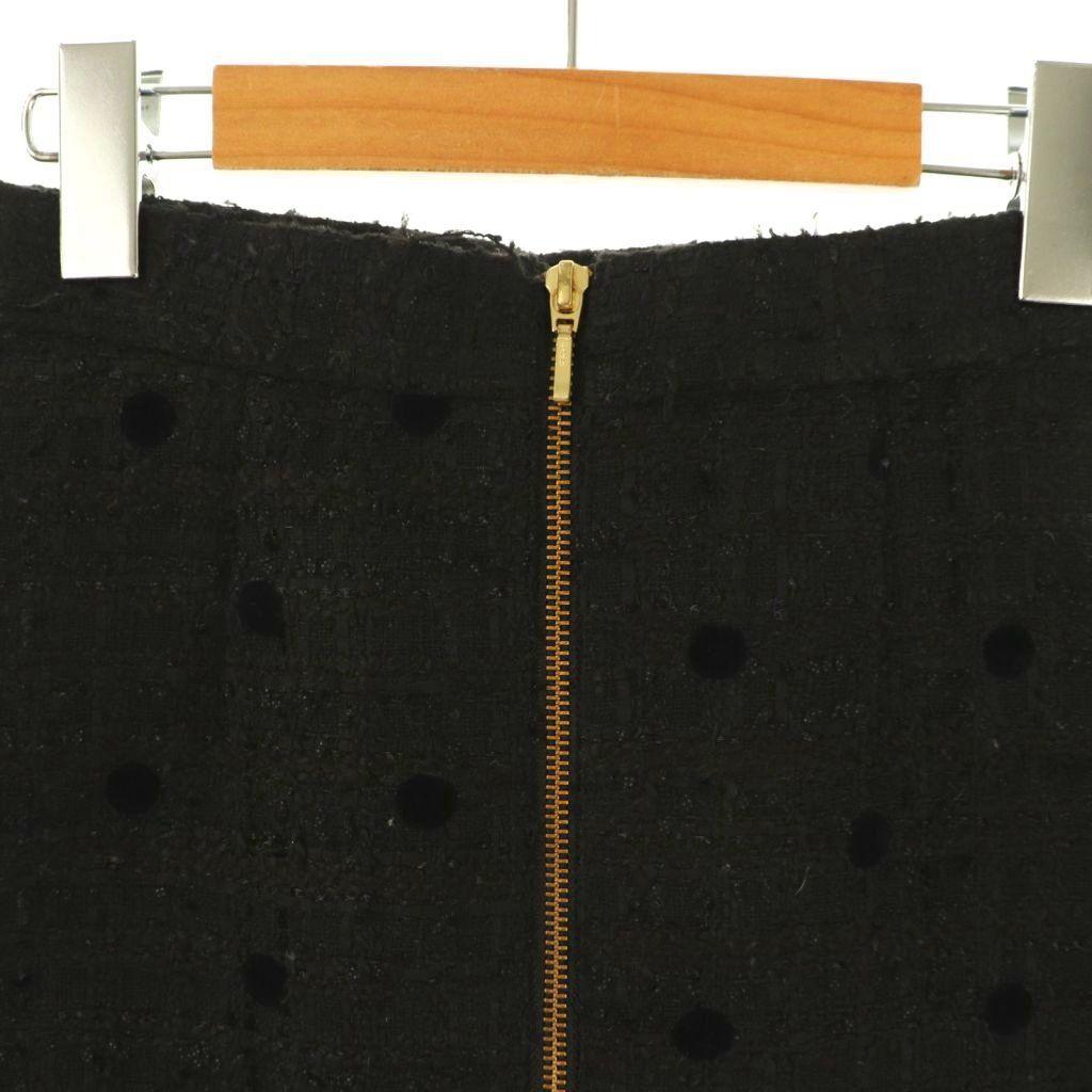 シェリエ sheller ドットツイードフレアスカート ミニ M 黒 ブラック