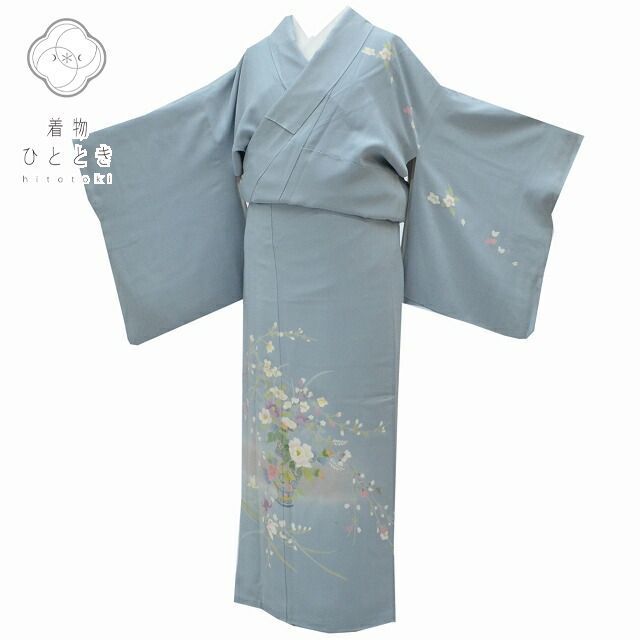 ♣️訳ありお値打ち　未使用　正絹　袷　友禅訪問着　草花 身丈（肩から）168.5㎝ ♣️訳ありお値打ち 未使用 正絹 袷 友禅訪問着 草花 身丈（肩から