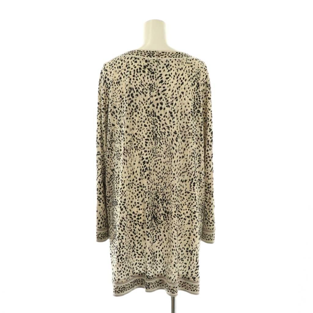 レオナール 花柄 長袖 ワンピース チュニック ウール シルク ブラック