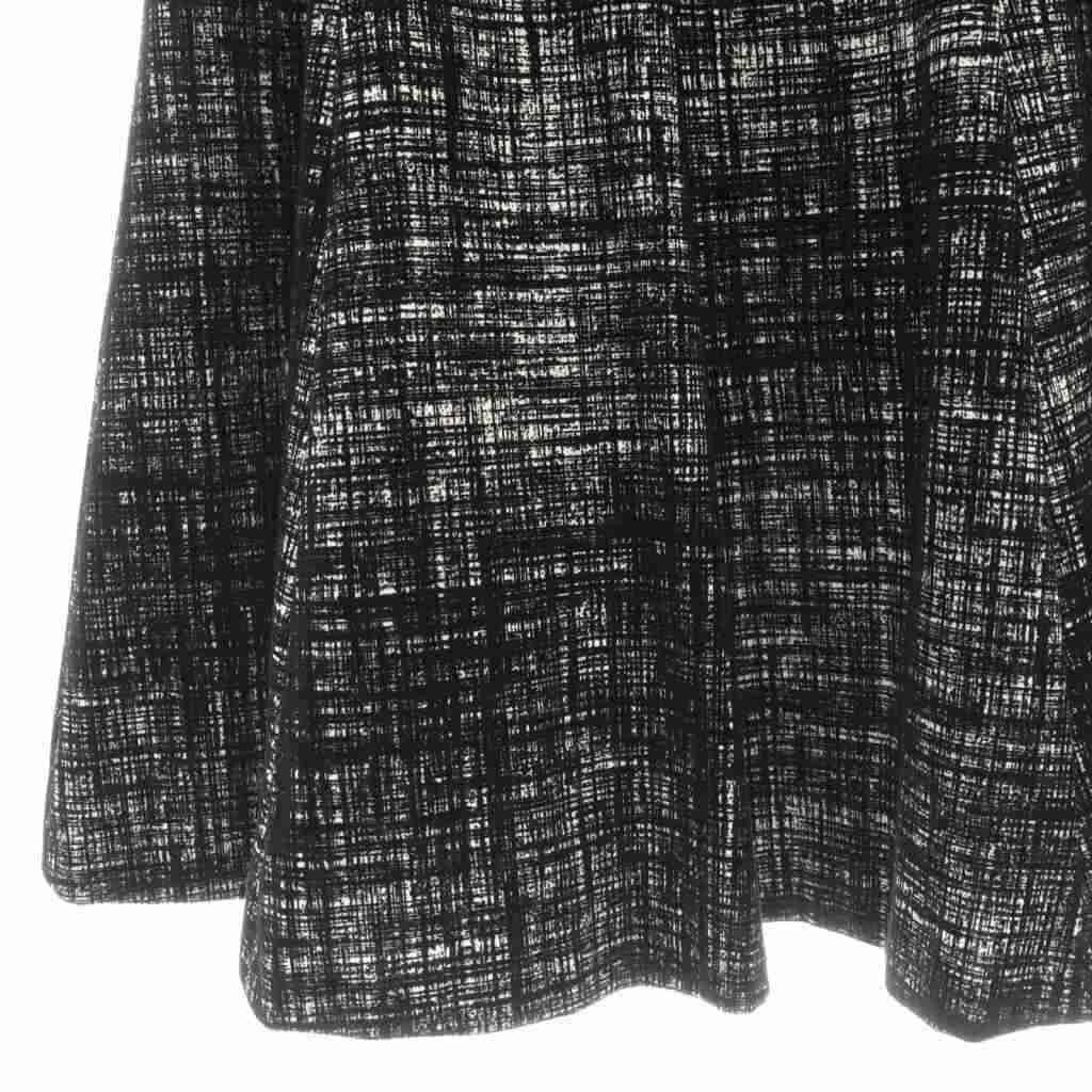 ANAYI フロッキーチェック フレアスカート アナイ ANAYI フロッキーチェックスカート フレア ミモレ ロング 38 黒