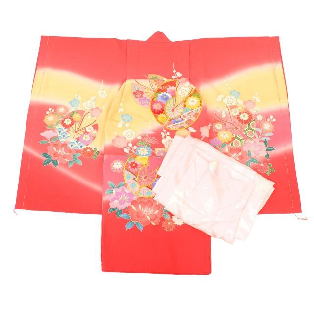 中古★美品　七五三　きものと長襦袢　2点　四つ身　C07 中古☆美品 七五三 きものと長襦袢 2点 四つ身 C07 中古☆美品