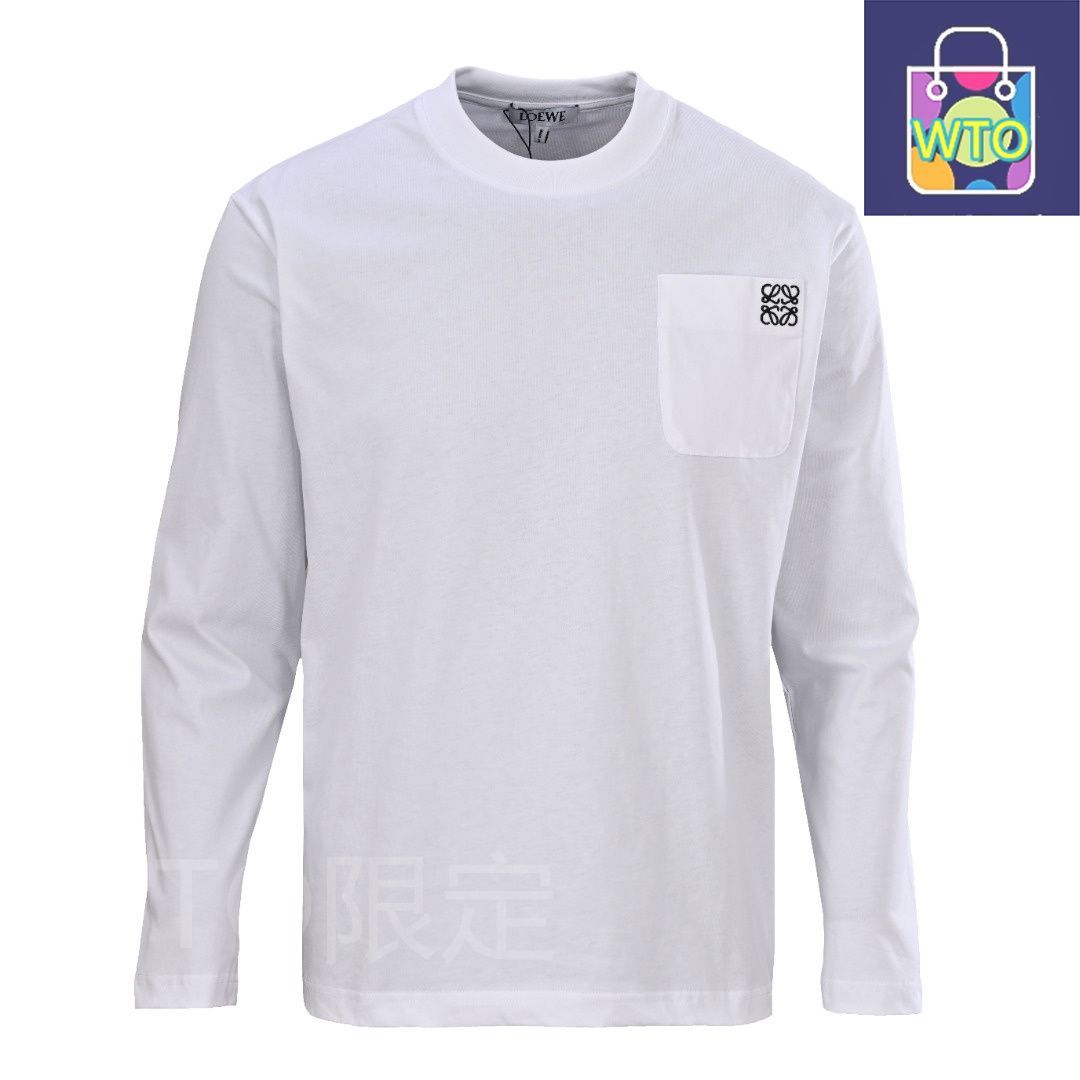 ロエベ アナグラムポケットロングスリーブTシャツ ホワイト 白 ロゴ 刺繍 今日特価】Loewe ロエベ ポケットロゴエンブロイダリーロングスリーブT
