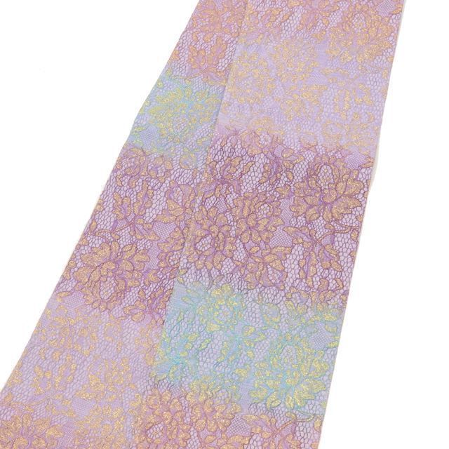 中古】 半幅帯 正絹 小袋帯 リサイクル半幅帯 美品 仕立て上がり 紫色