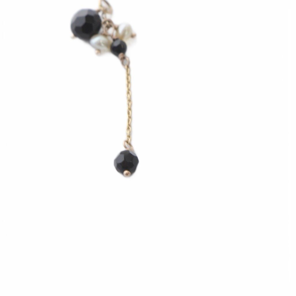 アガット agete オニキス パール ピアスチャーム 黒 ブラック ゴールド