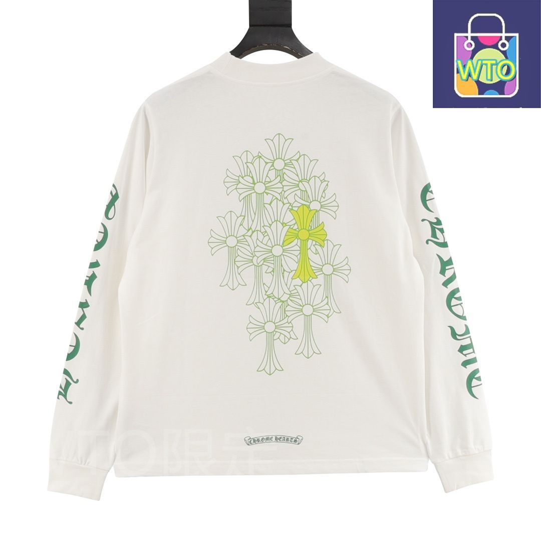 ayu。クロムハーツ　緑クロスロゴバックプリントT 夏の定番アイテム~CHROME HEARTS コピー Tシャツ 緑いっぱい クロム