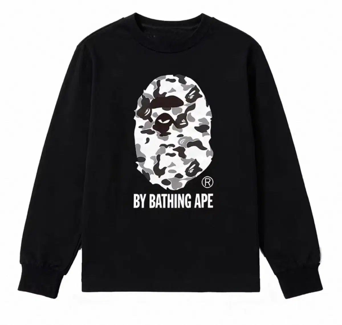 A BATHING APE ブラック カモフラージュ ロングスリーブ Tシャツ