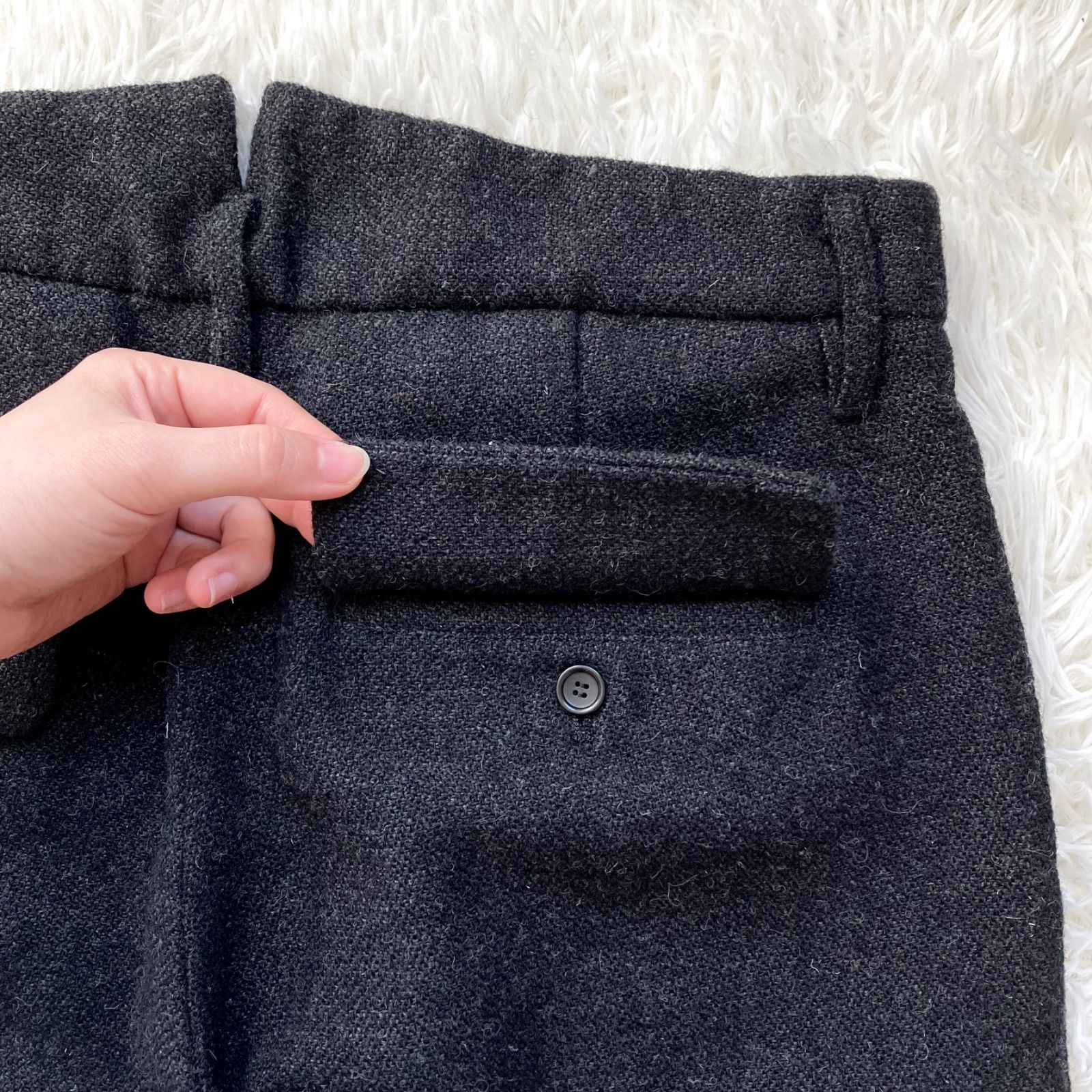 美品 Vlas Blomme コルトレイクリネン使用のウールリネンパンツ