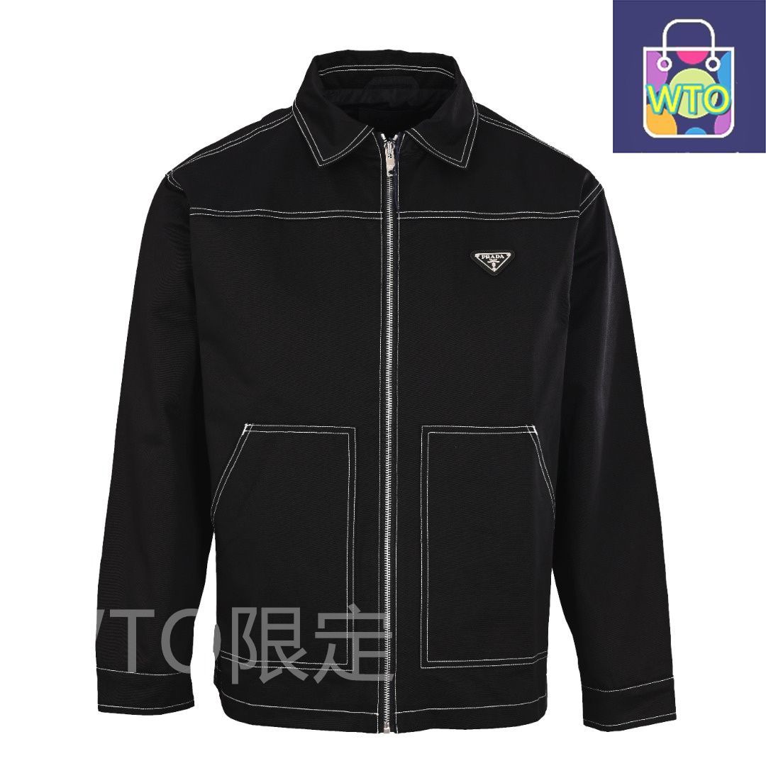 prada ステッチジャケット 今日特価】Prada プラダ カラーコントラスト明線キャンバスジャケット