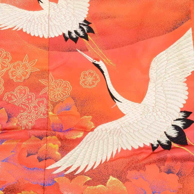 中古】 色打掛 正絹 身丈193cm LL 裄66.5cm リサイクル着物 花嫁衣裳