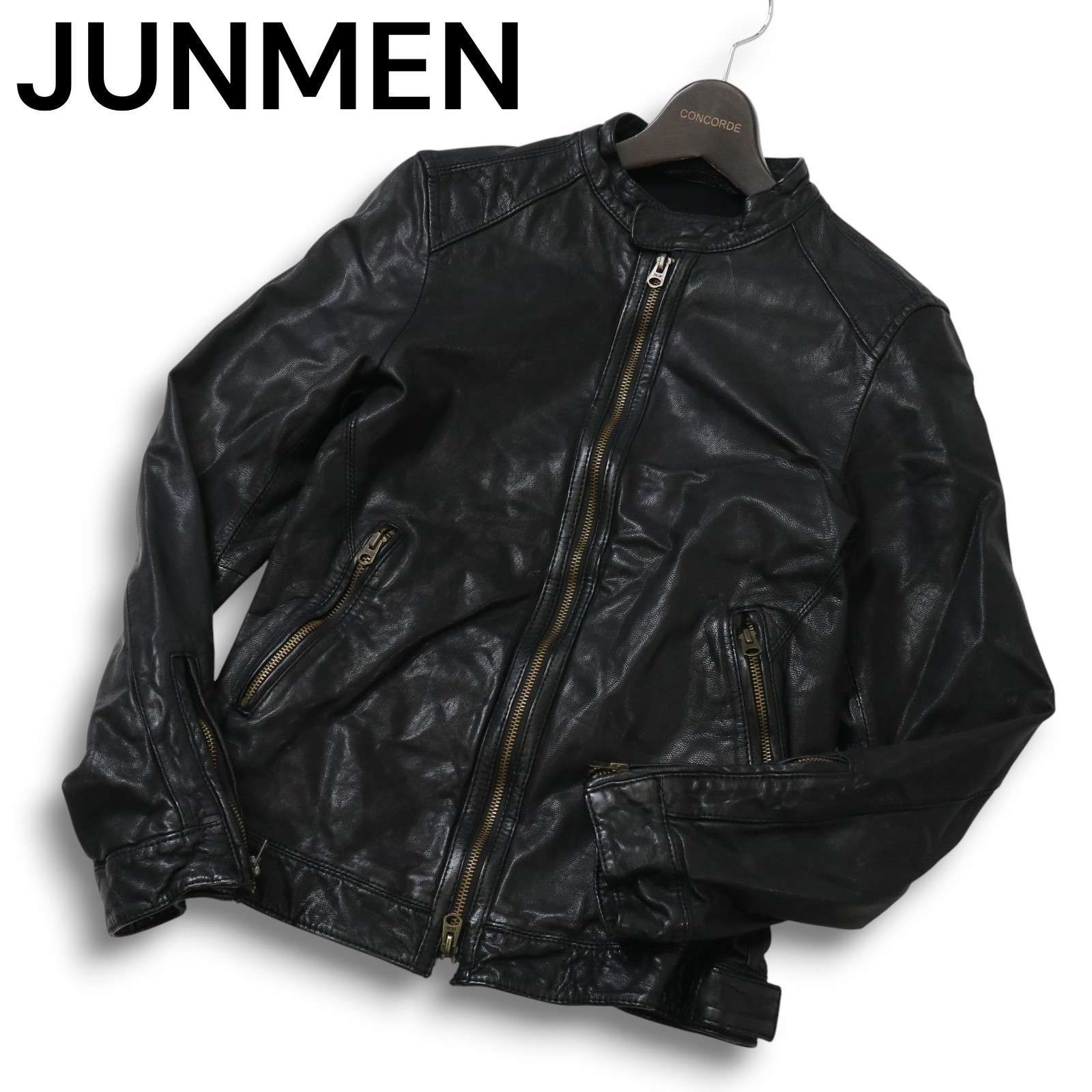 希少サイズ】 JUNMEN シングルライダースジャケット 山羊革 本革