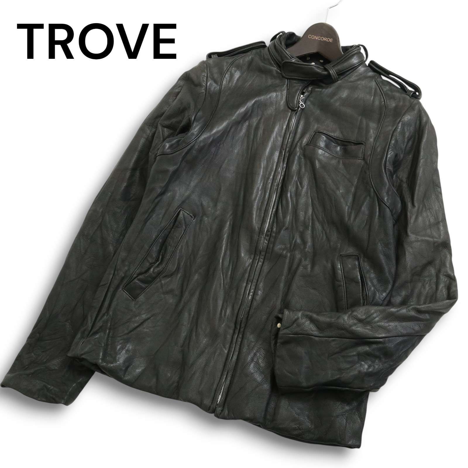 TROVE トローヴ 秋冬 牛革☆ カウ レザー シングル ライダース