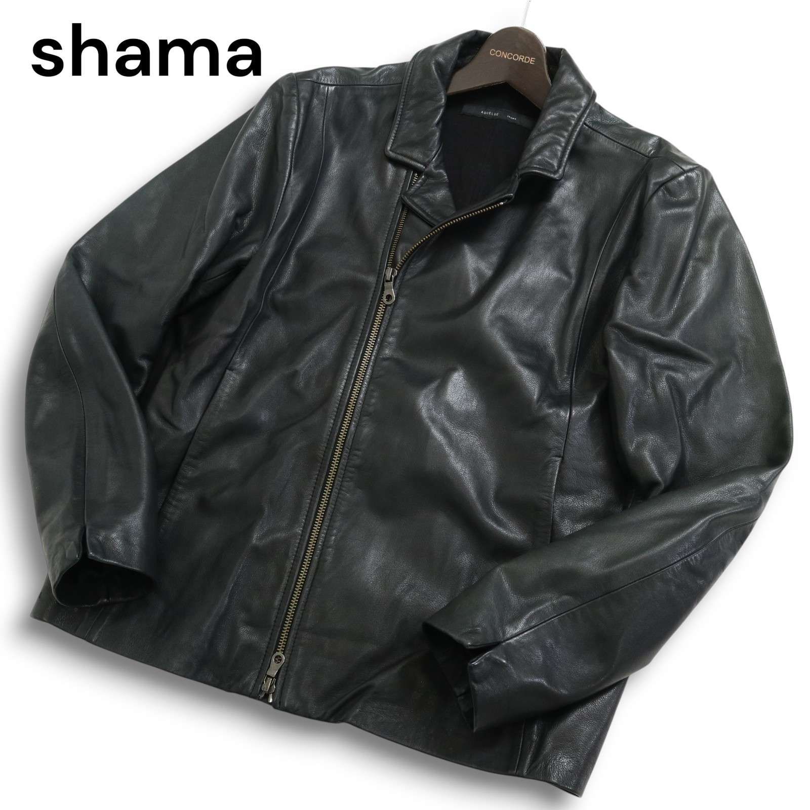 shama シャマ AQUELUE 秋冬☆ 牛革 カウ レザー ライダース ジャケット 