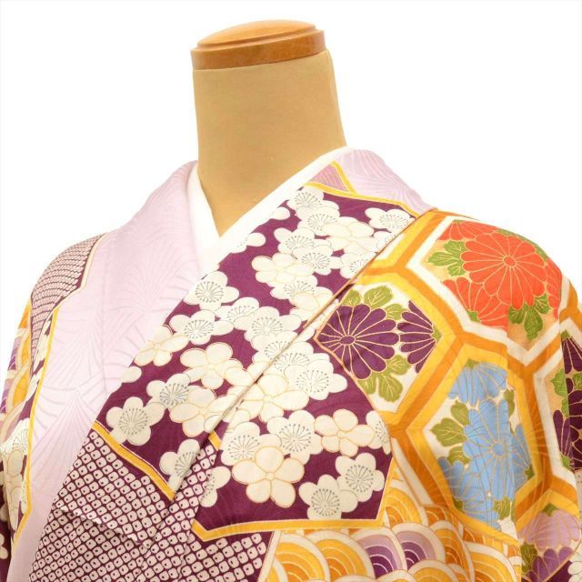 中古】 振袖 単品 正絹 身丈163cm L 裄66.5cm 仕立て上がり リサイクル