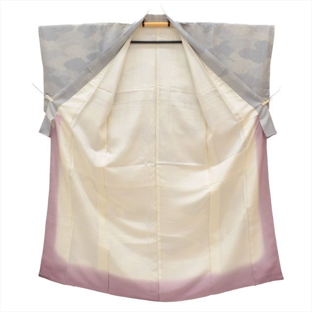 未使用　新品　美品　袷　正絹　鮫小紋　江戸小紋　フルセット　身丈160裄65 小紋 江戸小紋 着物 未使用 正絹 袷 カジュアル 縦縞模様 毬模様 反端