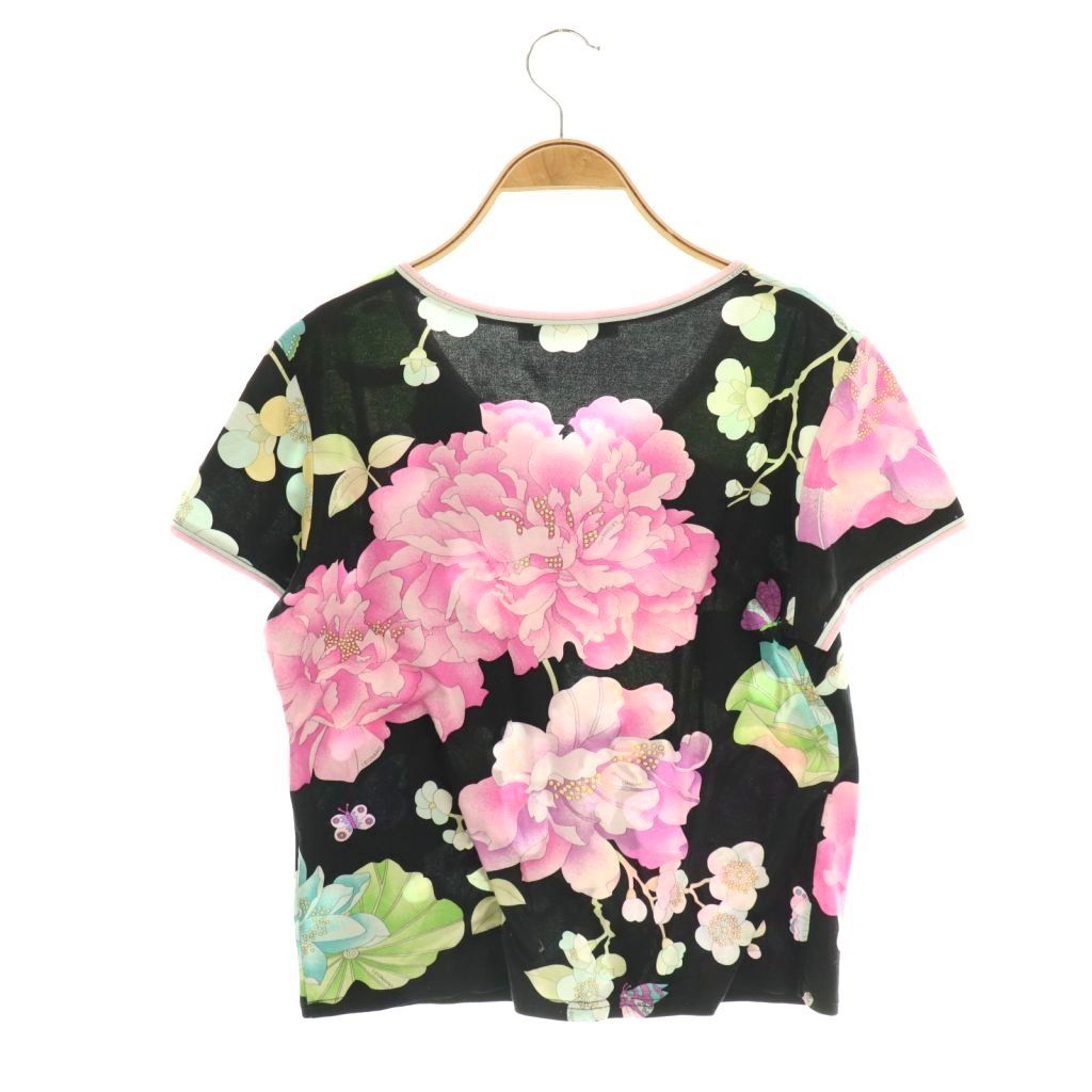 レオナール LEONARD ファッション 花柄 Vネック 半袖 カットソー T