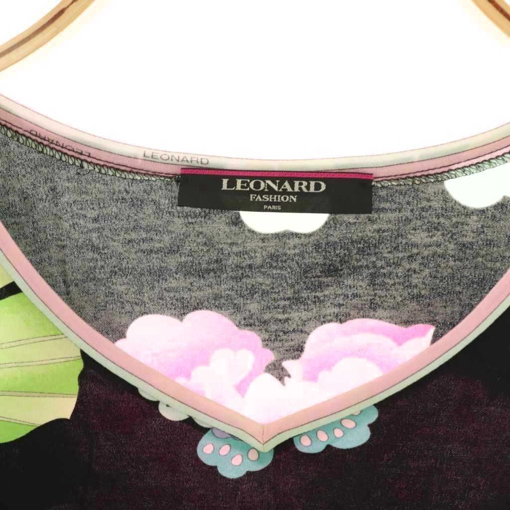 レオナール LEONARD ファッション 花柄 Vネック 半袖 カットソー T