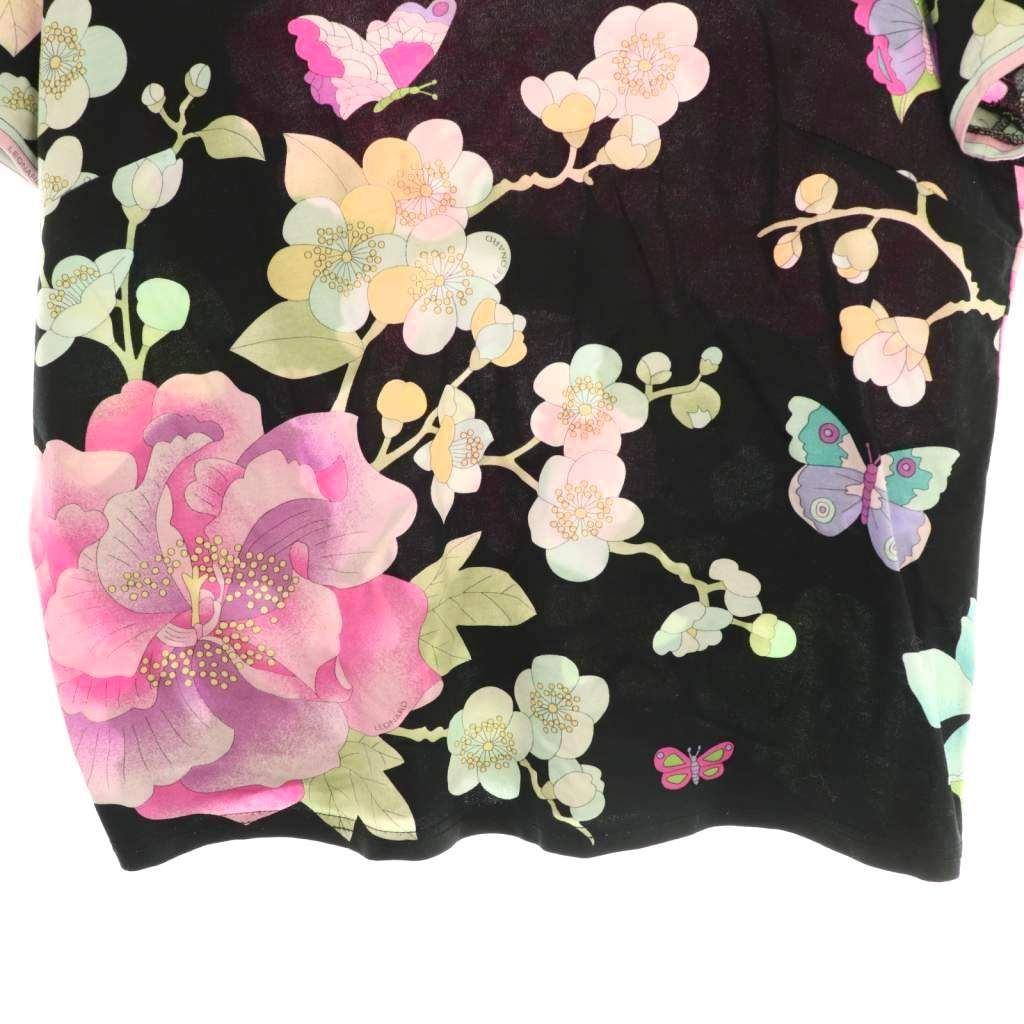 マカ95 超美品 レオナール 半袖カットソー Vネック 花柄 Lサイズ マカ