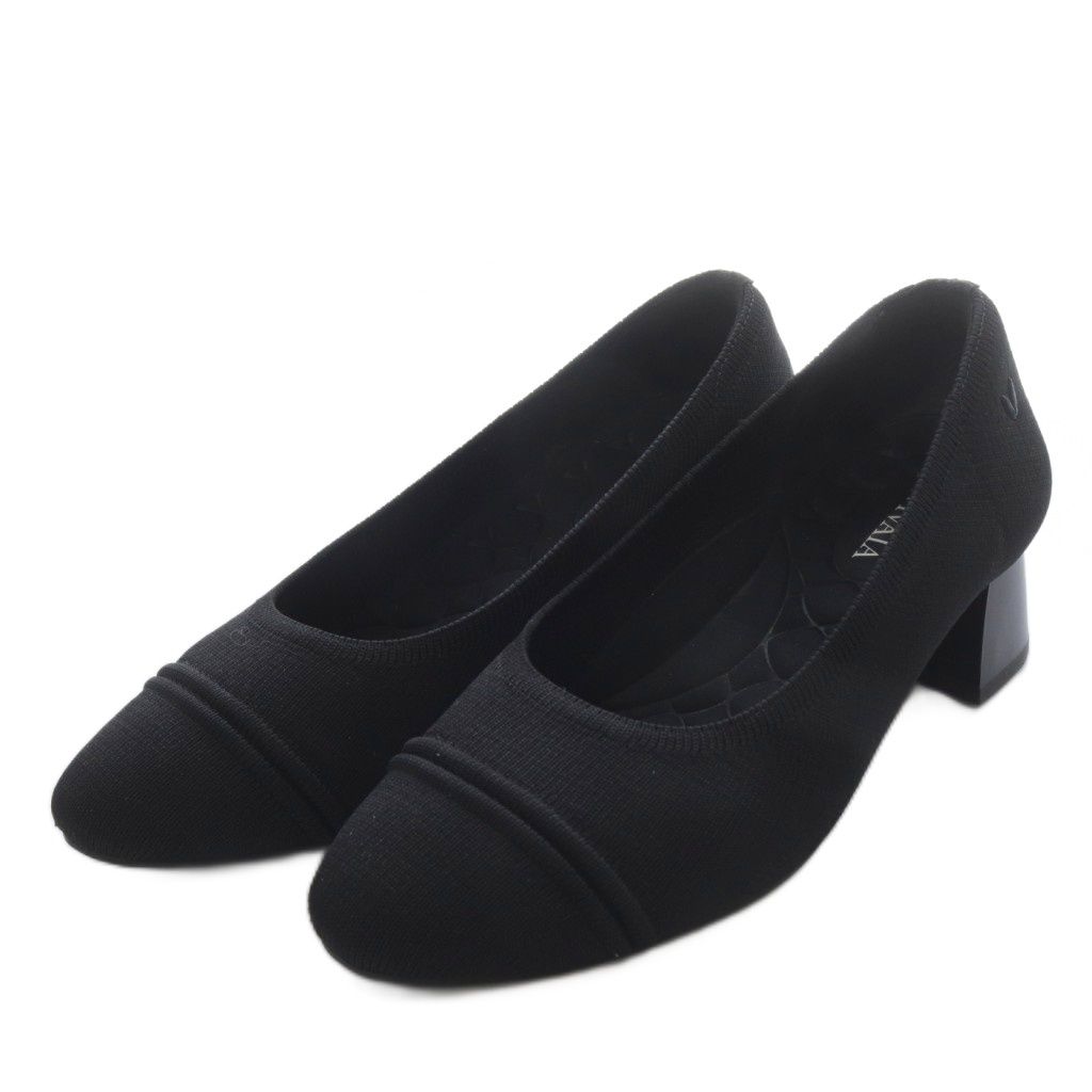 ビバイア VIVAIA パンプス チャンキーヒール プレーントゥ ニット 36