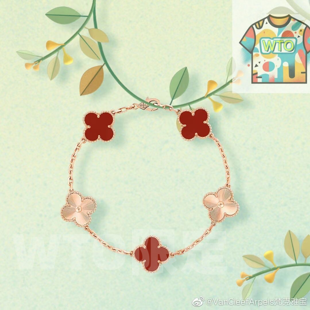 Van Cleef & Arpels] アルハンブラ 5連ブレスレット - レッドアゲート