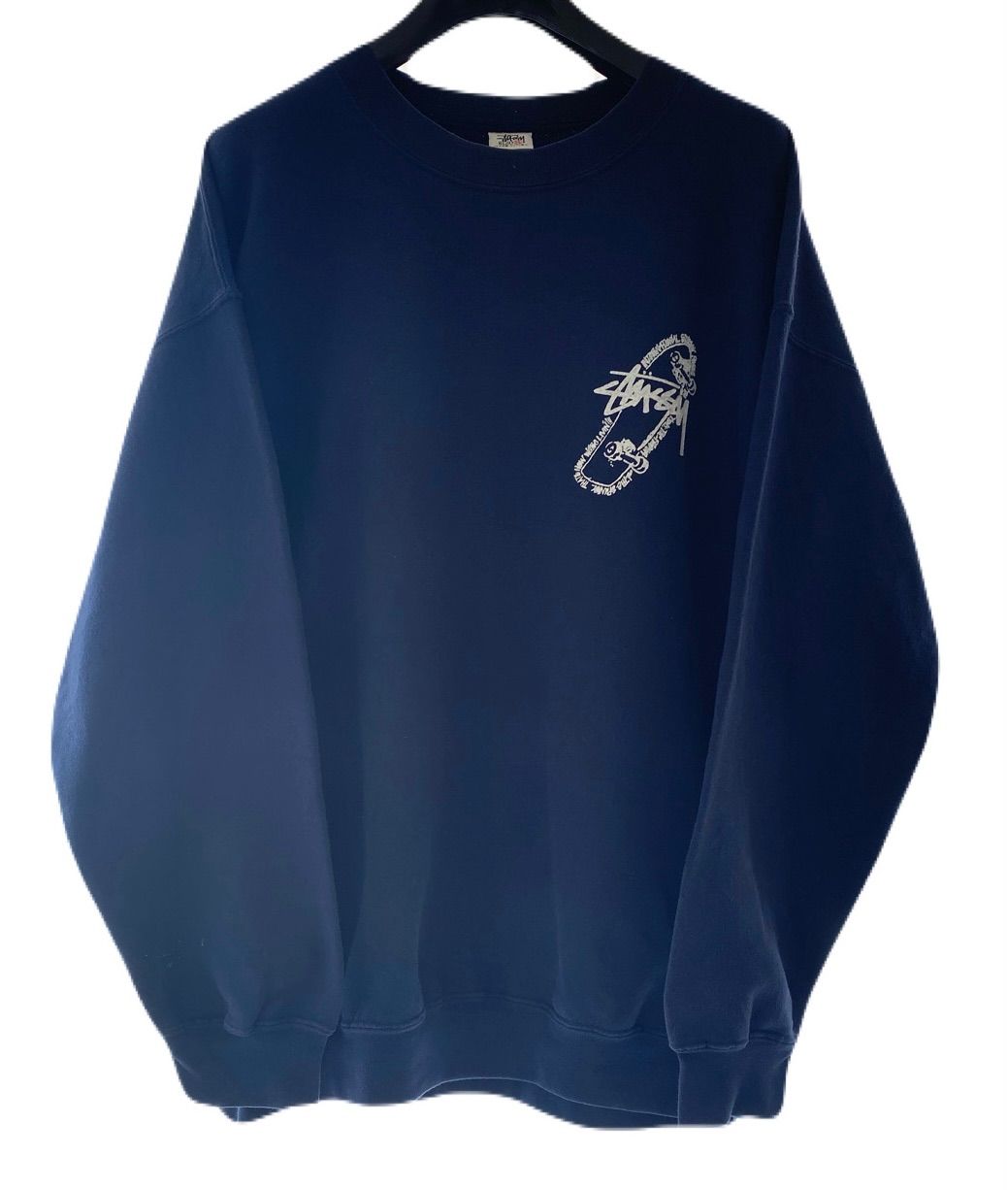 90s紺タグ☆オールドステューシートレーナー スニーカーセンターロゴ