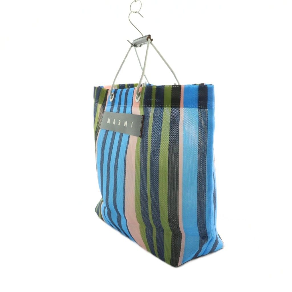マルニ MARNI フラワーカフェ トートバッグ ストライプ柄 メッシュ