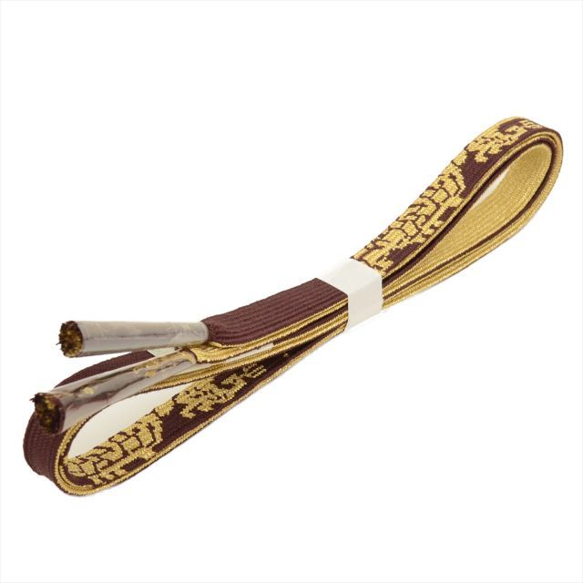 中古】 帯締め 帯揚げ セット 正絹 未使用品 リサイクル着物 茶色系 扇