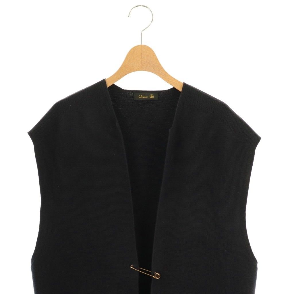 ドゥロワー Drawer 12Gミラノ編みニットジレ ベスト ダークネイビー