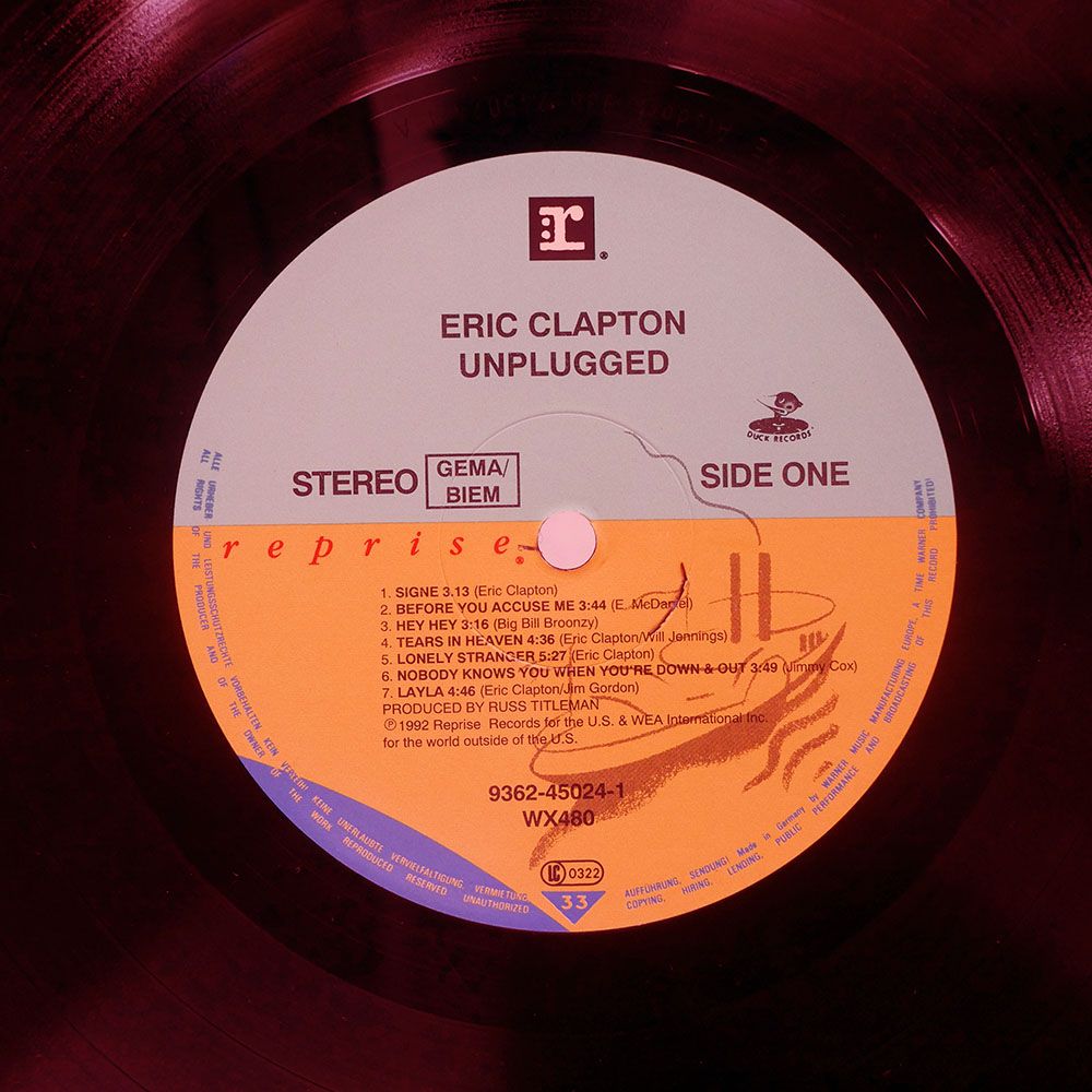 ヨーロッパ盤 ERIC CLAPTON/UNPLUGGED/DUCK 9362450241 LP - メルカリ