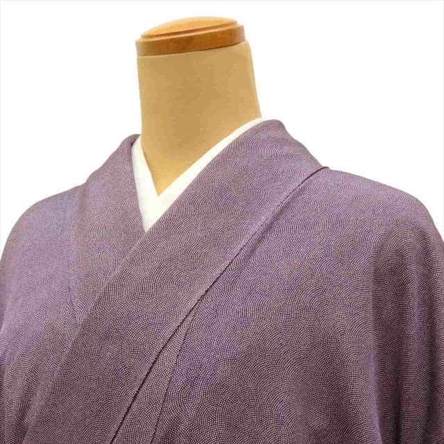 おまとめ専用　江戸小紋 正絹 裄丈68cm 鮫小紋 紫 共布八掛　no.19 江戸小紋』並鮫小紋 濃紫（こきむらさき）