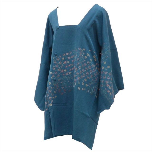 着物　道行きコート あおき【E-1226】千總製 道行コート 卵色 花の図（反端付・高島屋扱い