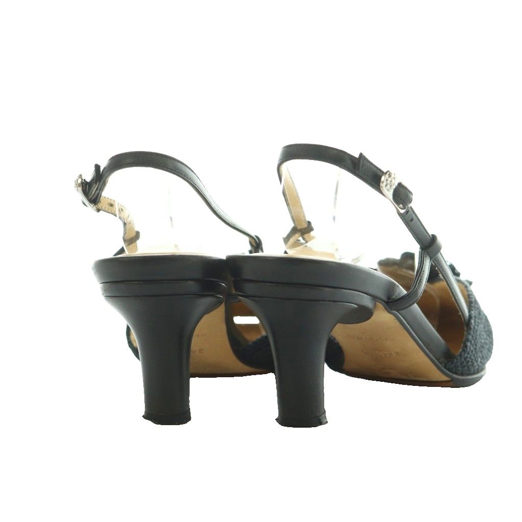 シャネル CHANEL カメリア スリングバッグサンダル 34.5 21.5cm 黒