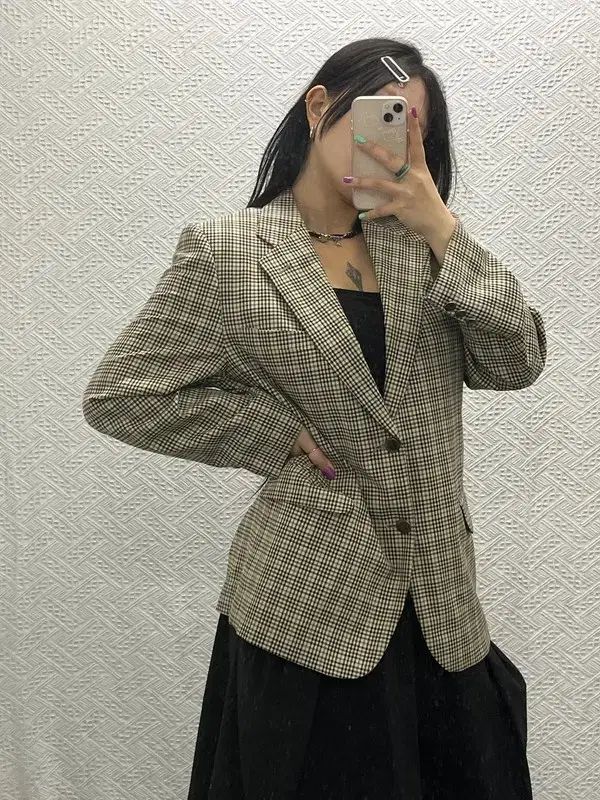 YVES SAINT LAURENT イヴ・サンローラン ピュア オム オールドスクール ヴィンテージ CHECK ブレーザー 95 C06737