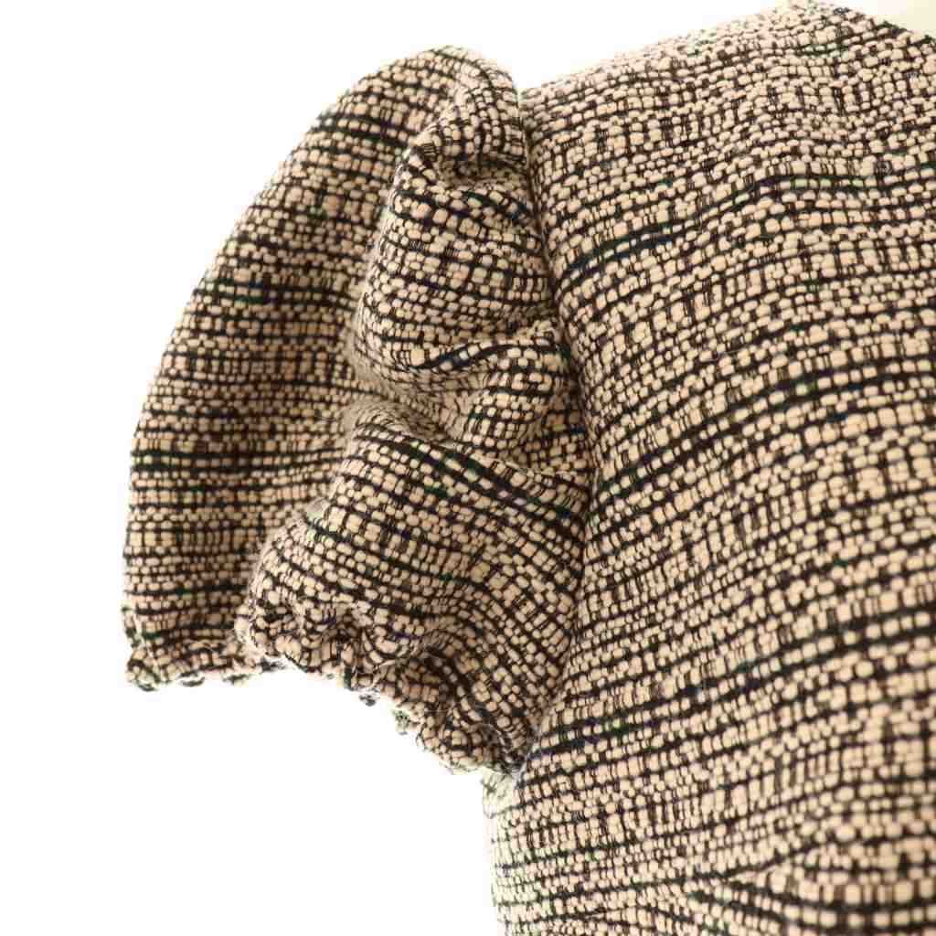 ルネ Rene × TISSUE ツイードワンピース ひざ丈 半袖 36 ピンク