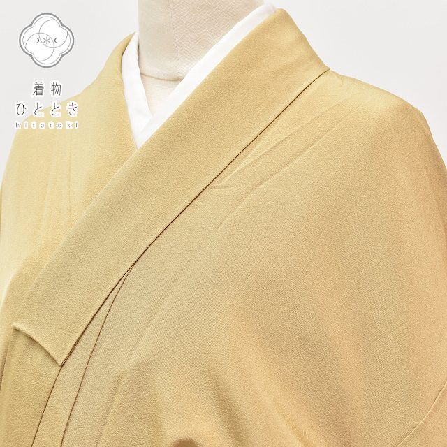 中古】 色無地 リサイクル着物 身丈160cm 裄丈64.5cm 正絹 縮緬 仕立て