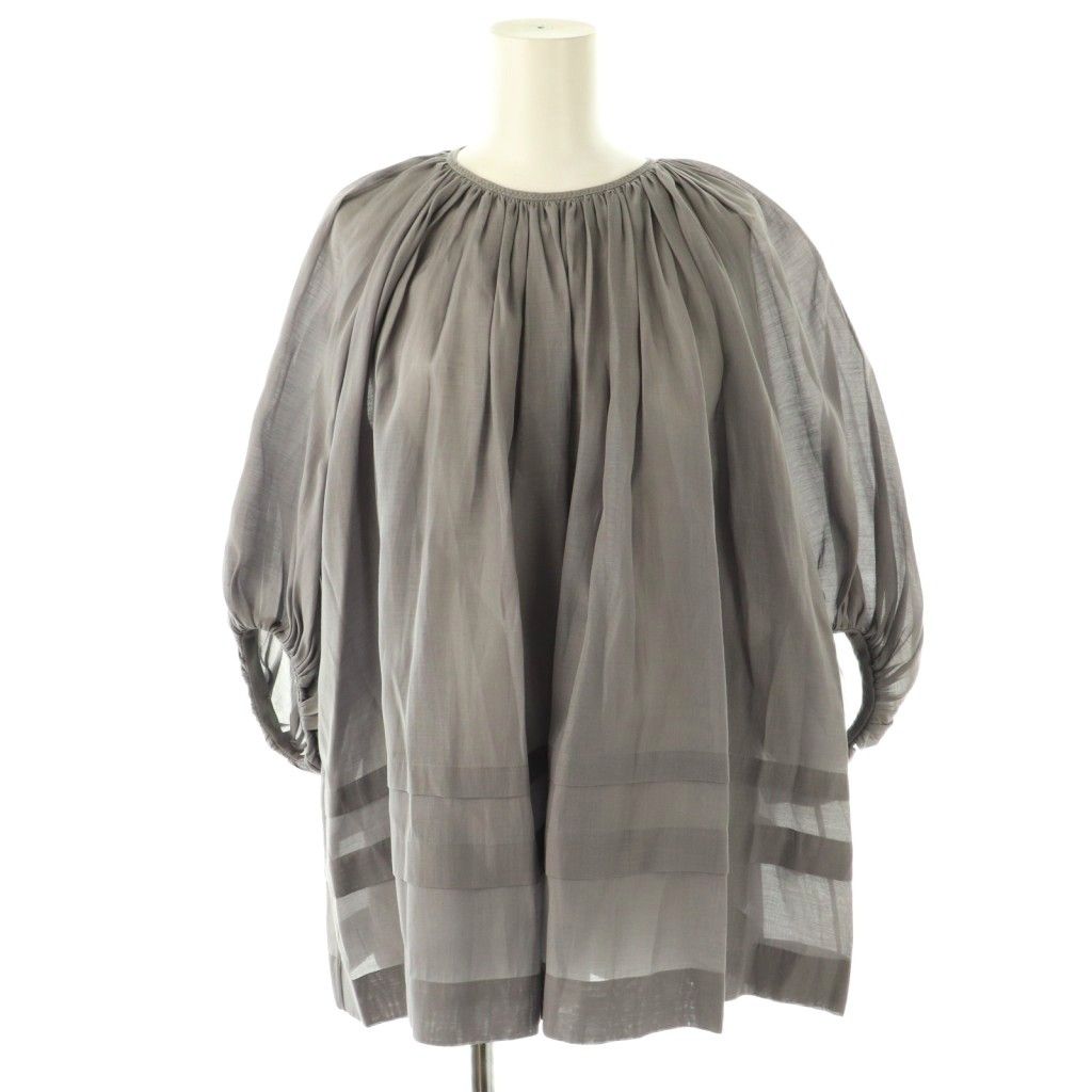 ドゥロワー 38 ドゥロワー Drawer ギャザータックブラウス ギャザー シルク 38 グレー