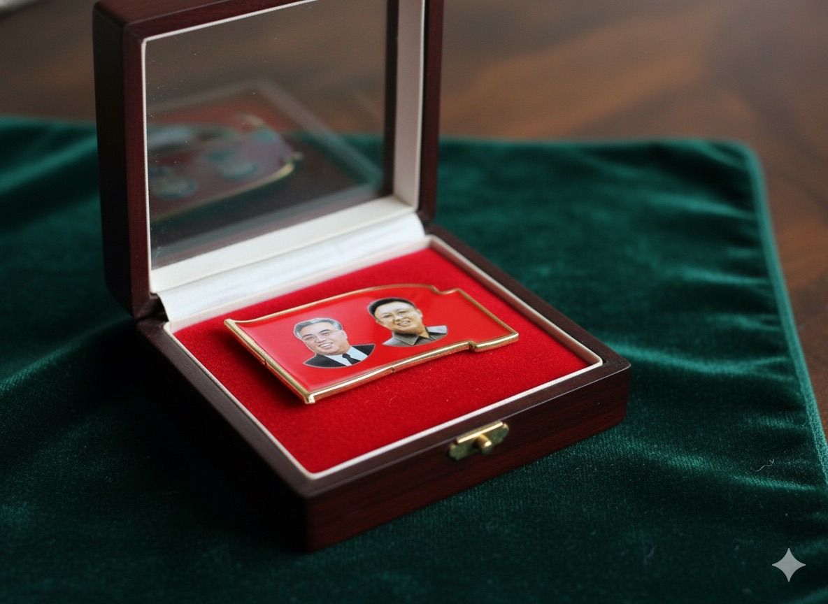 北朝鮮 金日成 金正日 記念 肖像 バッジ ピン バッチ - メルカリ