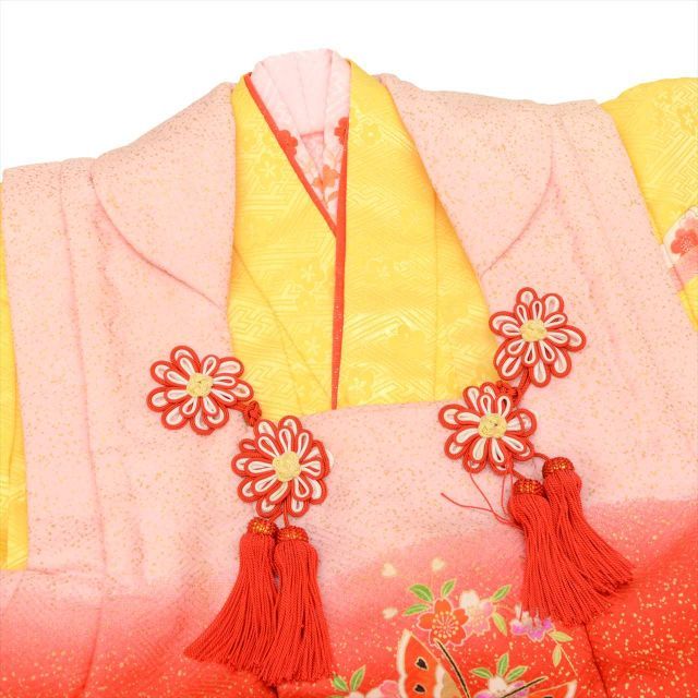 中古】 七五三 女の子 3歳 3点セット 着物 被布 長襦袢 化繊 仕立て