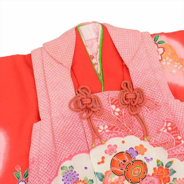 中古】 七五三 女の子 3歳 3点セット 着物 被布 長襦袢 化繊 仕立て