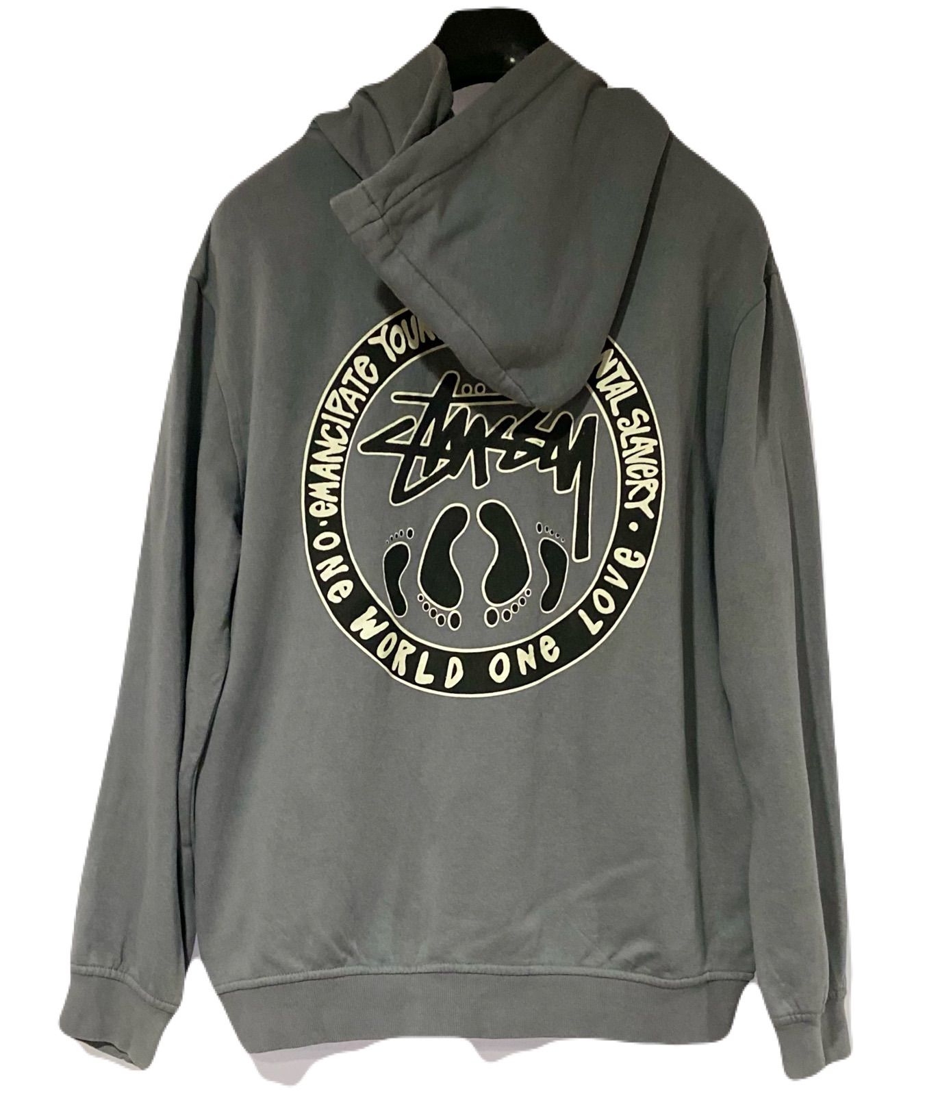 良品 OLD STUSSY 00s 黒タグ メキシコ製 XL グレー メッセージ レゲエ