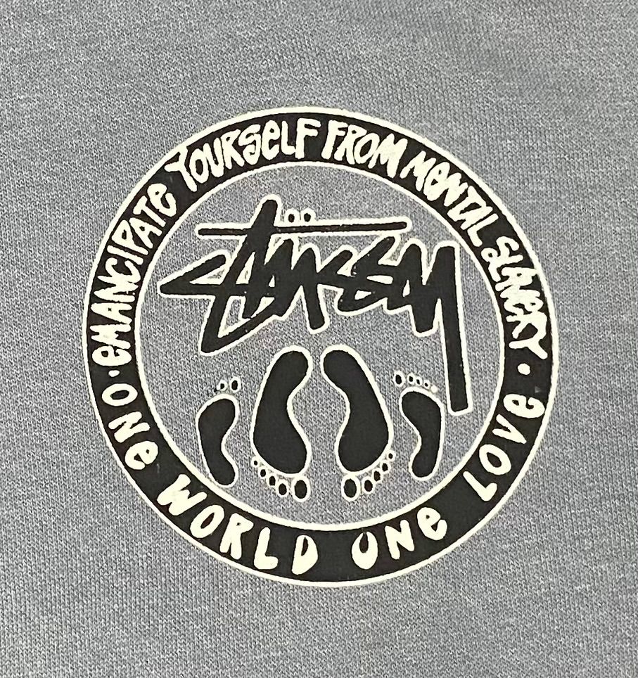 良品 OLD STUSSY 00s 黒タグ メキシコ製 XL グレー メッセージ レゲエ